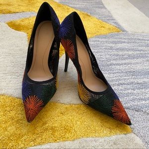 ZARA Sun Burst Embroidered Heels